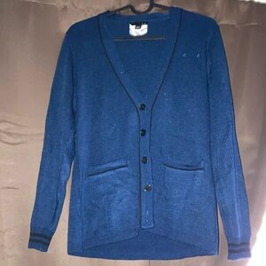 Ladies 2XS Sweater New without Tags Blue with Black Trim